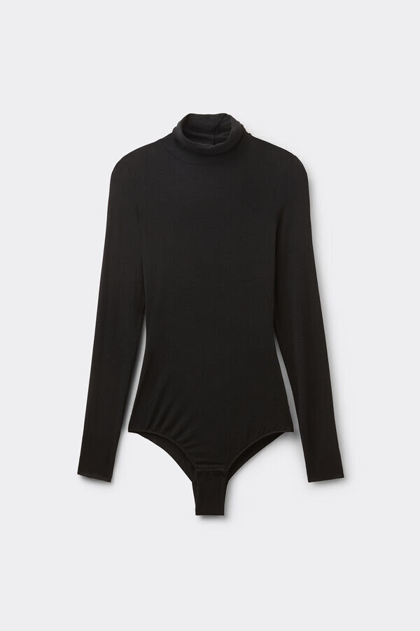 Bodysuit med hög krage i ultralätt modal och kashmir Bodysuit med hög krage i ultralätt modal och kashmir