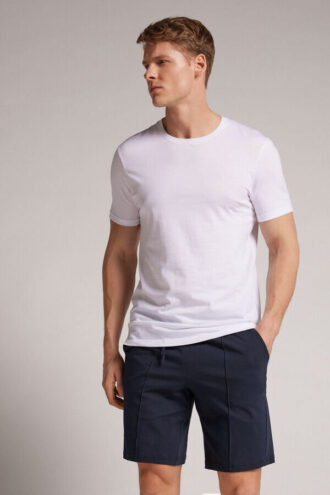 Bomullsshorts med ribbad detalj