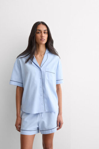 Chambray Ni kort pyjamas i bomull och modal
