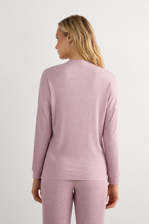 Chic och bekväm långärmad modal-tröja med knappar Chic och bekväm långärmad modal-tröja med knappar