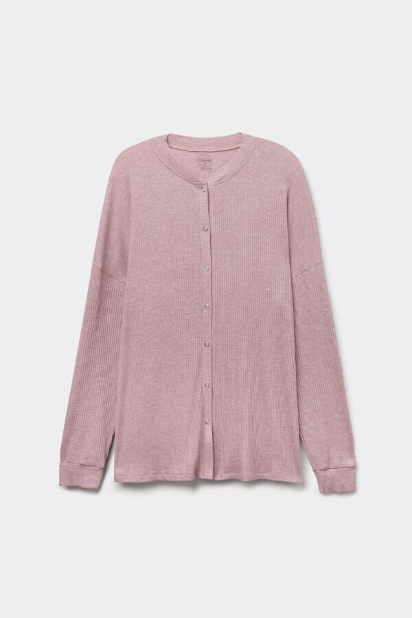 Chic och bekväm långärmad modal-tröja med knappar Chic och bekväm långärmad modal-tröja med knappar