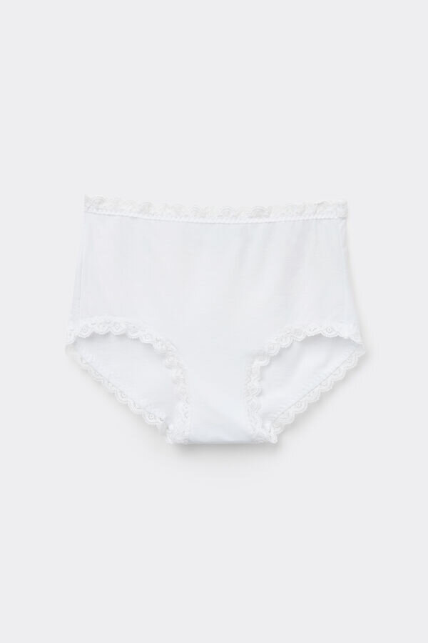 Högmidjade hipsters i bomull och spets Högmidjade hipsters i bomull och spets