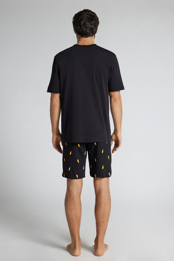 Kort pyjamas i bomull med ölmotiv Kort pyjamas i bomull med ölmotiv