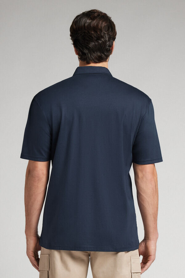 Kortärmad polotröja med dragkedja i premiummerceriserad bomull Kortärmad polotröja med dragkedja i premiummerceriserad bomull