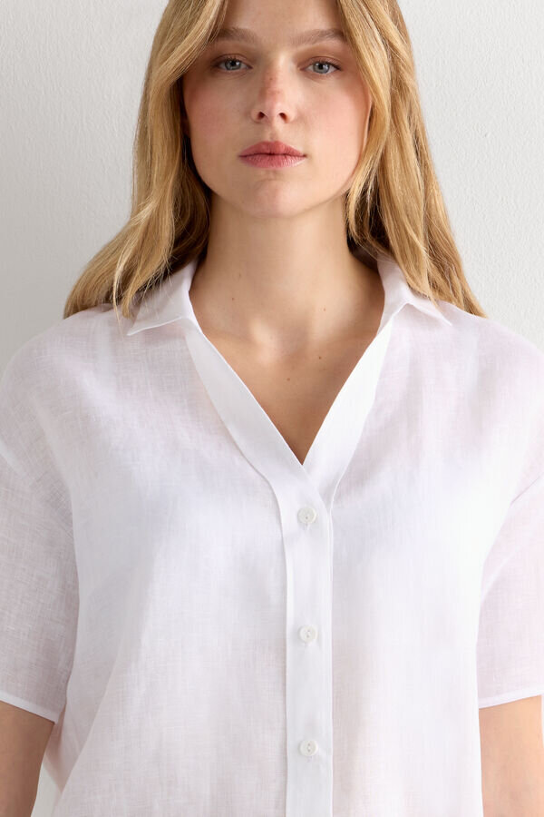Kortärmad skjorta i ren linne Kortärmad skjorta i ren linne