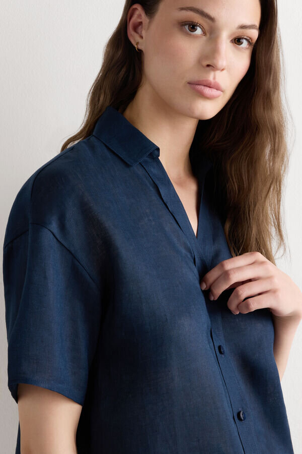 Kortärmad skjorta i ren linne Kortärmad skjorta i ren linne