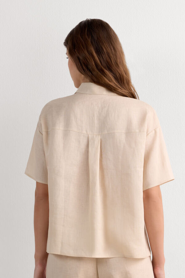 Kortärmad skjorta i ren linne Kortärmad skjorta i ren linne