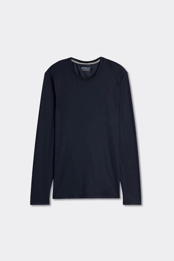 Långärmad topp med rund hals i merinoull Långärmad topp med rund hals i merinoull