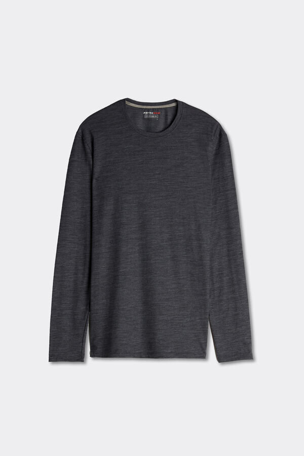 Långärmad topp med rund hals i merinoull Långärmad topp med rund hals i merinoull