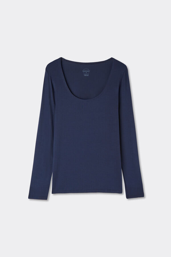 Långärmad topp med rund halsringning i mikromodal Långärmad topp med rund halsringning i mikromodal