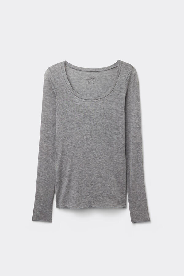 Långärmad topp med rund halsringning i ultralätt modal och kashmir Långärmad topp med rund halsringning i ultralätt modal och kashmir