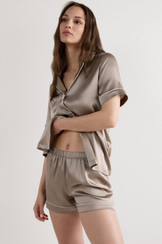 Piped Silk Shorts Piped Silk Shorts