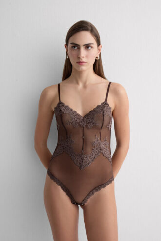 Pretty Flowers Lace Bodysuit i tyll och spets med blommor