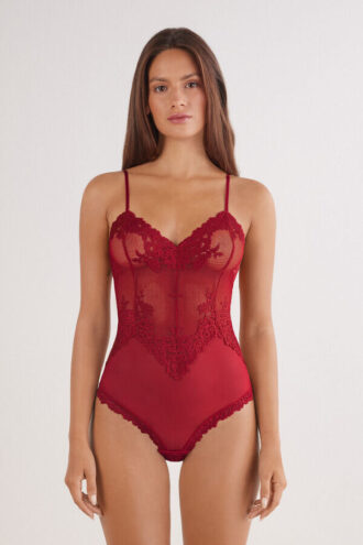 Pretty Flowers Lace Bodysuit i tyll och spets med blommor