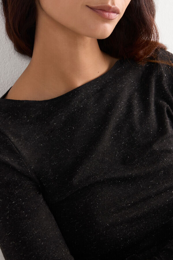 Rundhalsad topp i modal light med kashmirlamé Rundhalsad topp i modal light med kashmirlamé