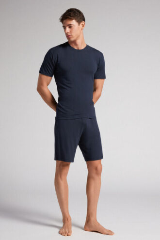 Shorts i silke och modal