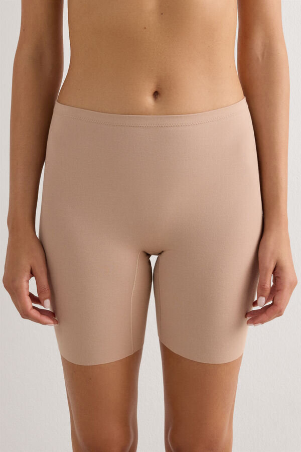 Sömlösa bomullsshorts med rå kant Sömlösa bomullsshorts med rå kant