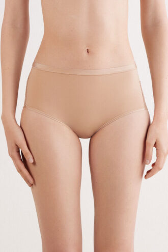 Trosor med hög midja i mikrofiber och spets