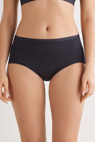 Trosor med hög midja i mikrofiber och spets