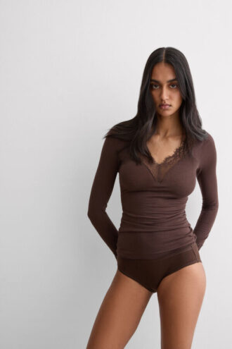 Ultralätt långärmad skjorta i kashmirspets