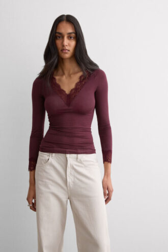 Ultralätt långärmad skjorta i kashmirspets