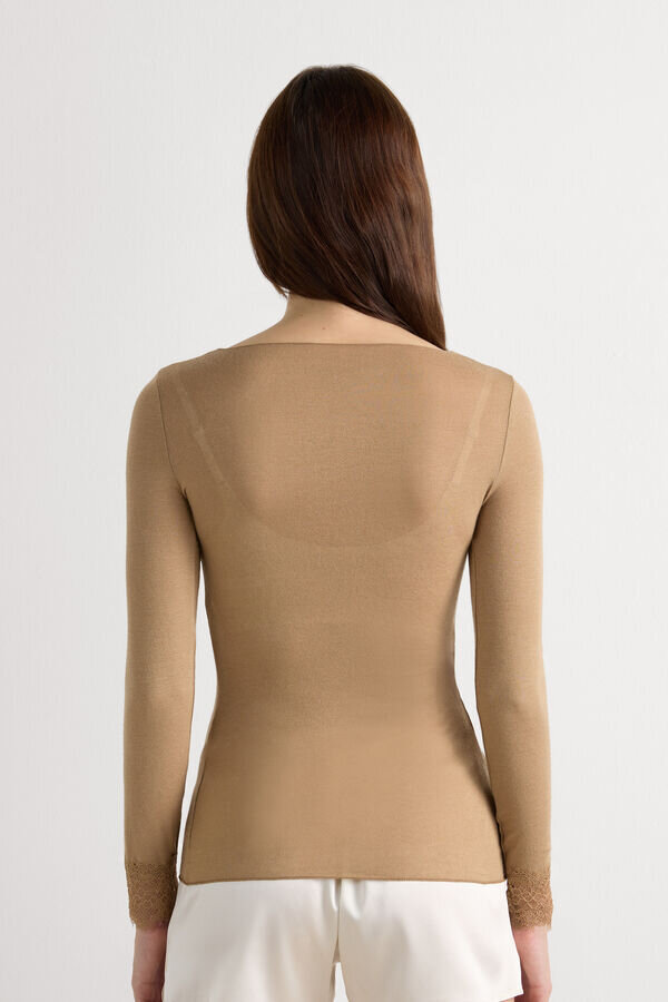 Ultralätt långärmad skjorta i kashmirspets Ultralätt långärmad skjorta i kashmirspets