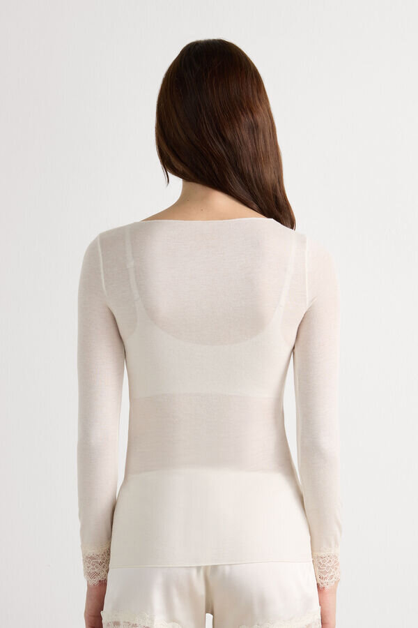 Ultralätt långärmad skjorta i kashmirspets Ultralätt långärmad skjorta i kashmirspets