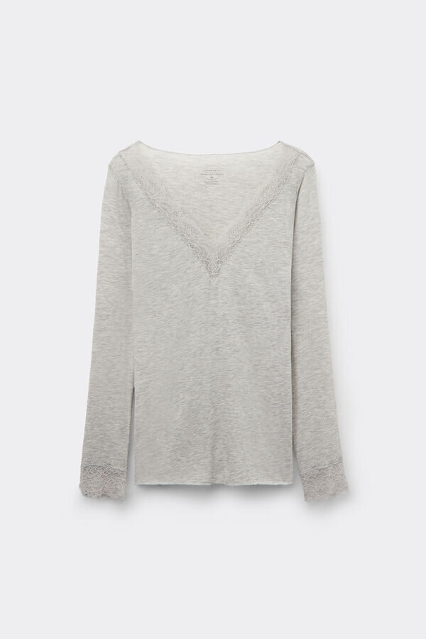 Ultralätt långärmad skjorta i kashmirspets Ultralätt långärmad skjorta i kashmirspets