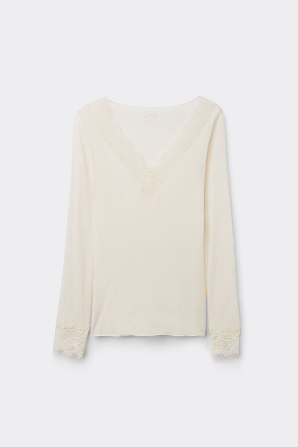 Ultralätt långärmad skjorta i kashmirspets Ultralätt långärmad skjorta i kashmirspets