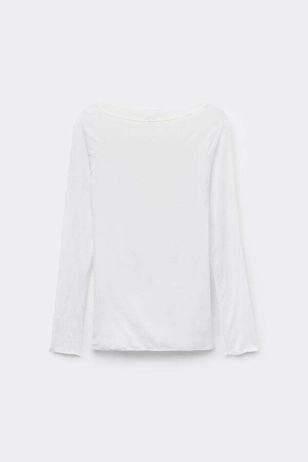 Ultralätt topp i modal och kashmir med båthals Ultralätt topp i modal och kashmir med båthals